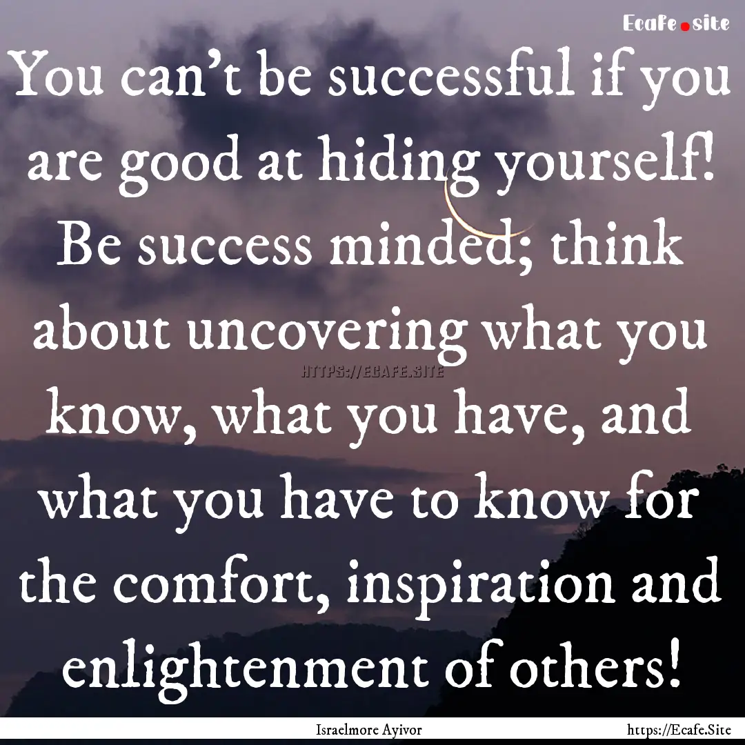 You can't be successful if you are good at.... : Quote by Israelmore Ayivor