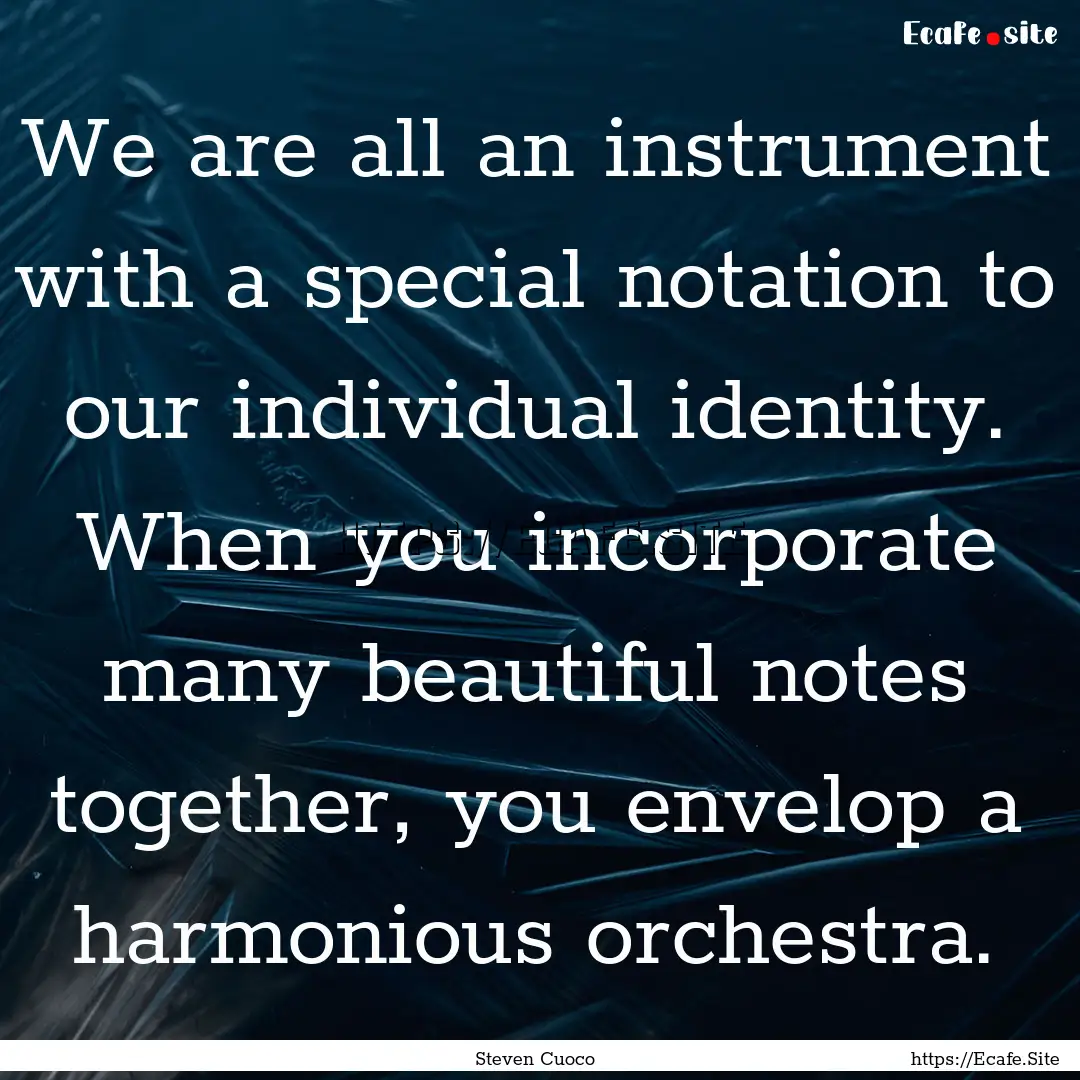 We are all an instrument with a special notation.... : Quote by Steven Cuoco