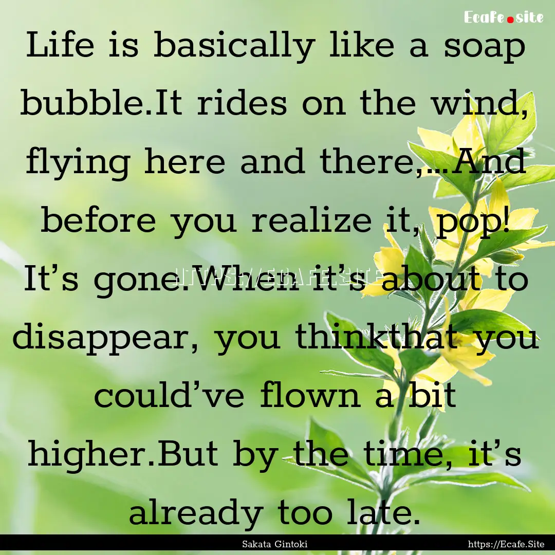 Life is basically like a soap bubble.It rides.... : Quote by Sakata Gintoki