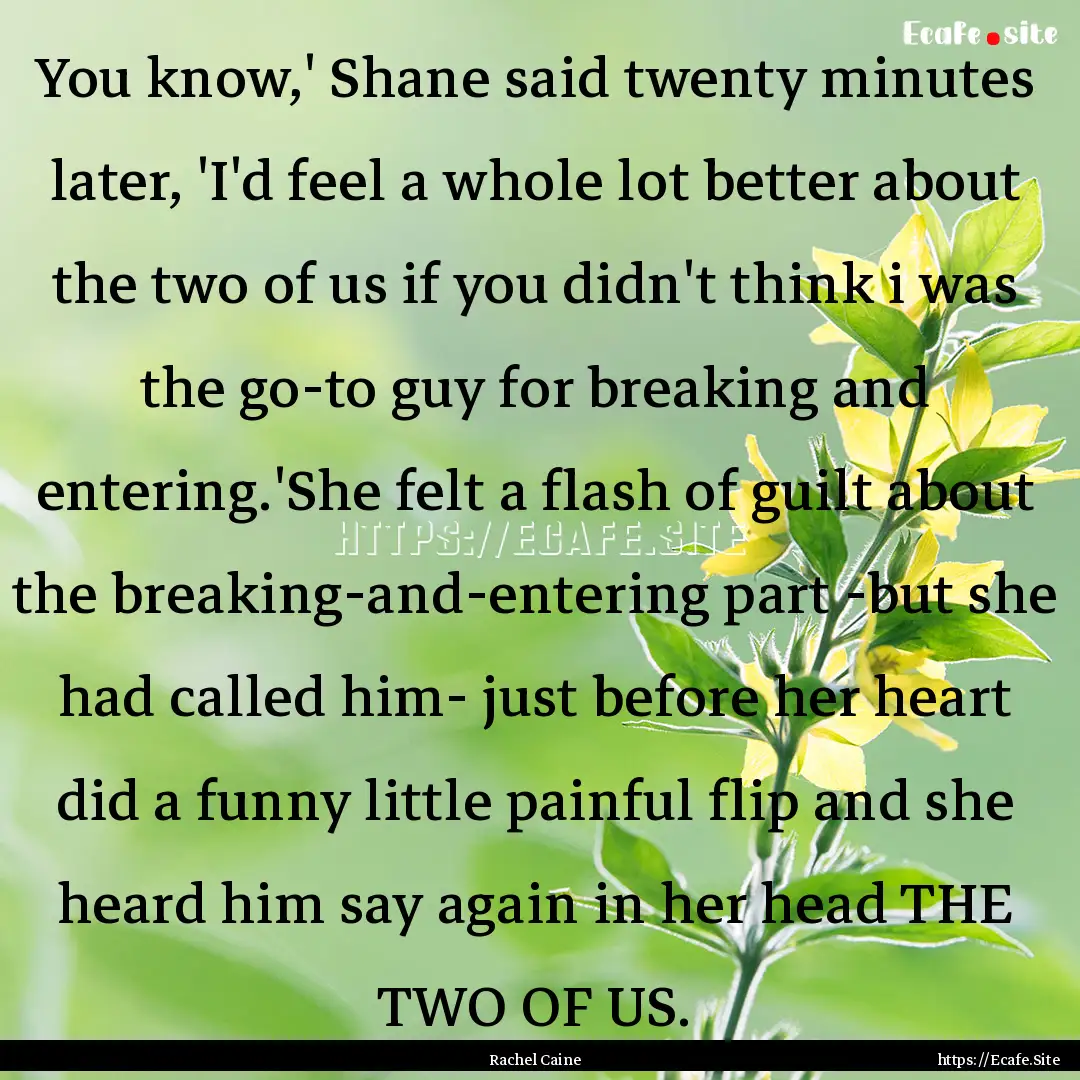 You know,' Shane said twenty minutes later,.... : Quote by Rachel Caine