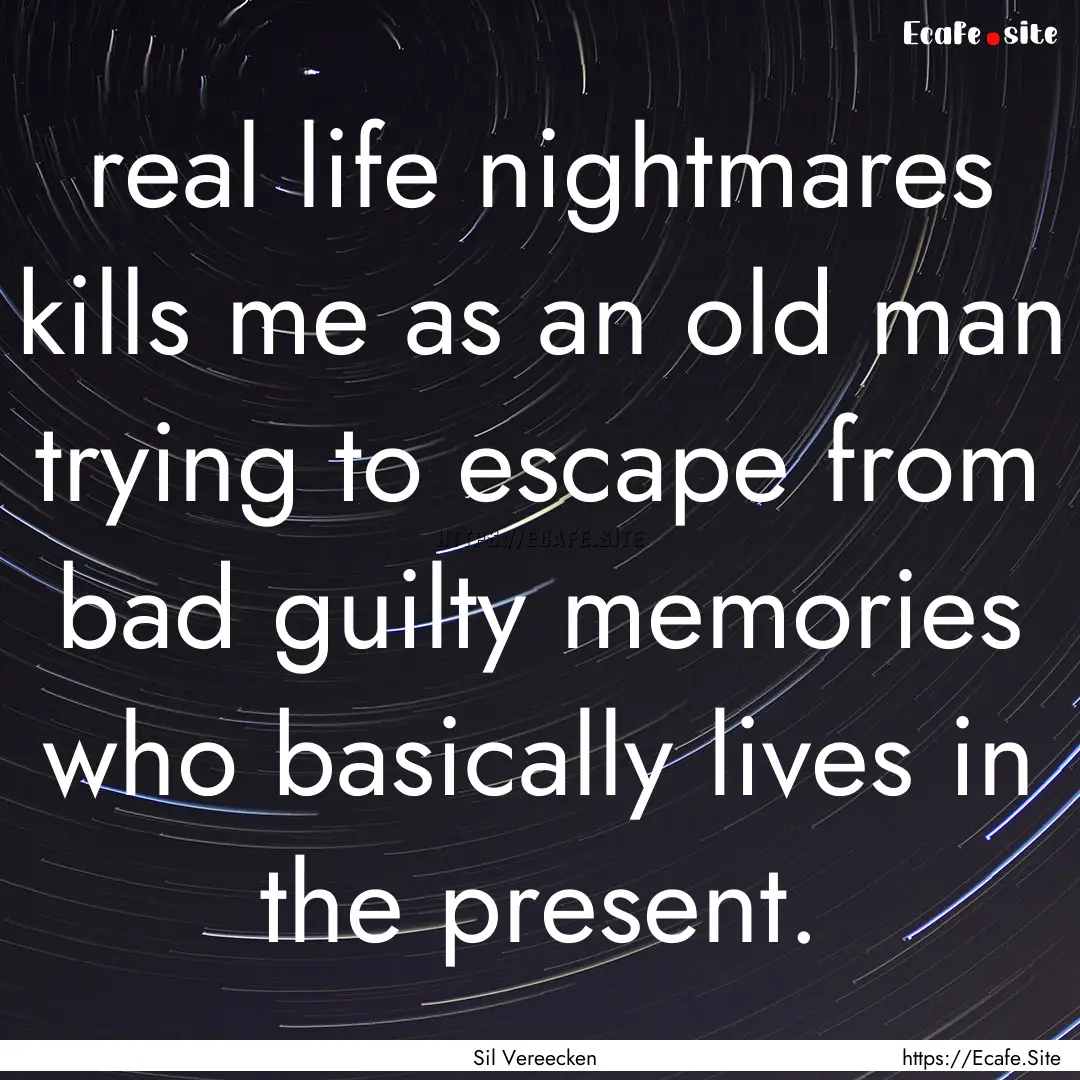 real life nightmares kills me as an old man.... : Quote by Sil Vereecken