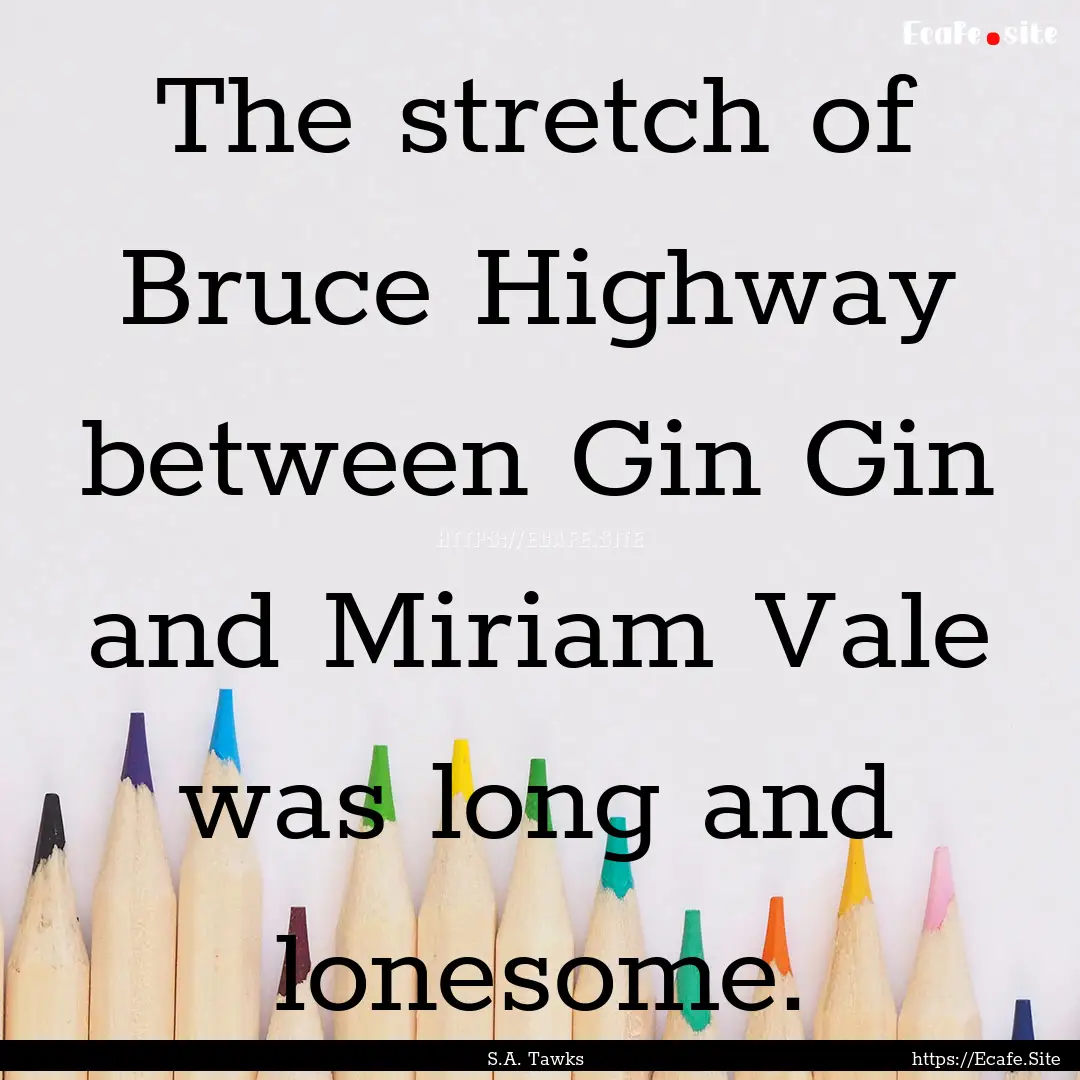 The stretch of Bruce Highway between Gin.... : Quote by S.A. Tawks