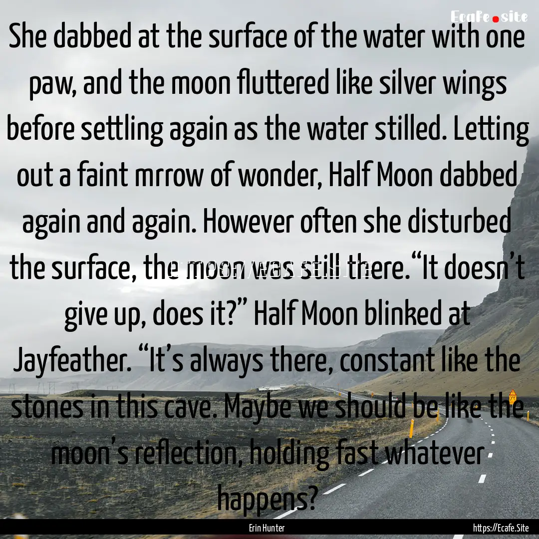 She dabbed at the surface of the water with.... : Quote by Erin Hunter