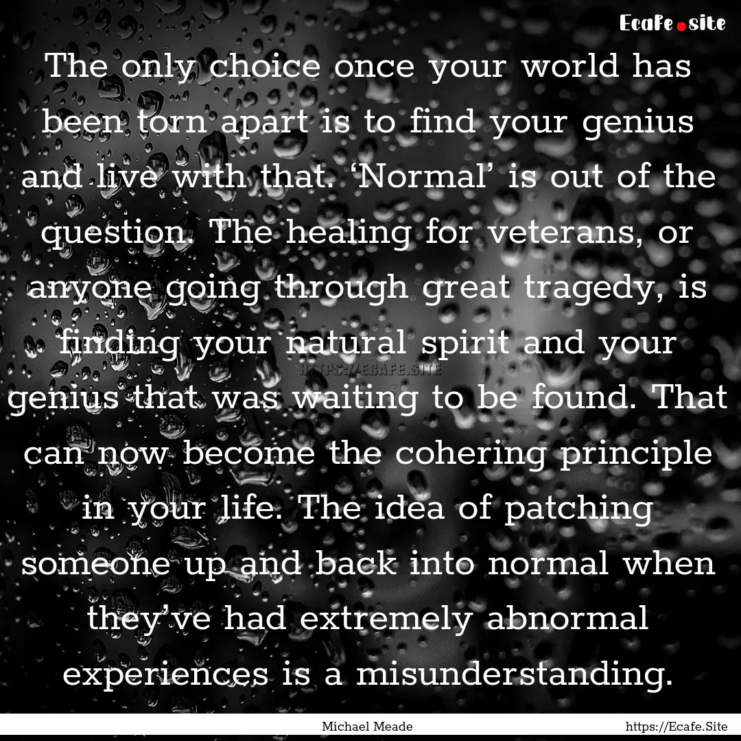 The only choice once your world has been.... : Quote by Michael Meade