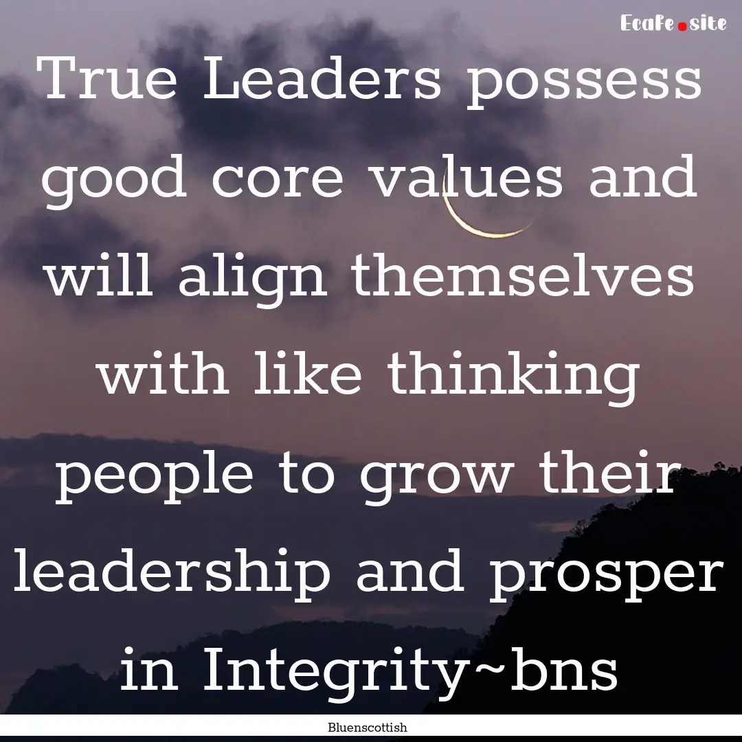 True Leaders possess good core values and.... : Quote by Bluenscottish