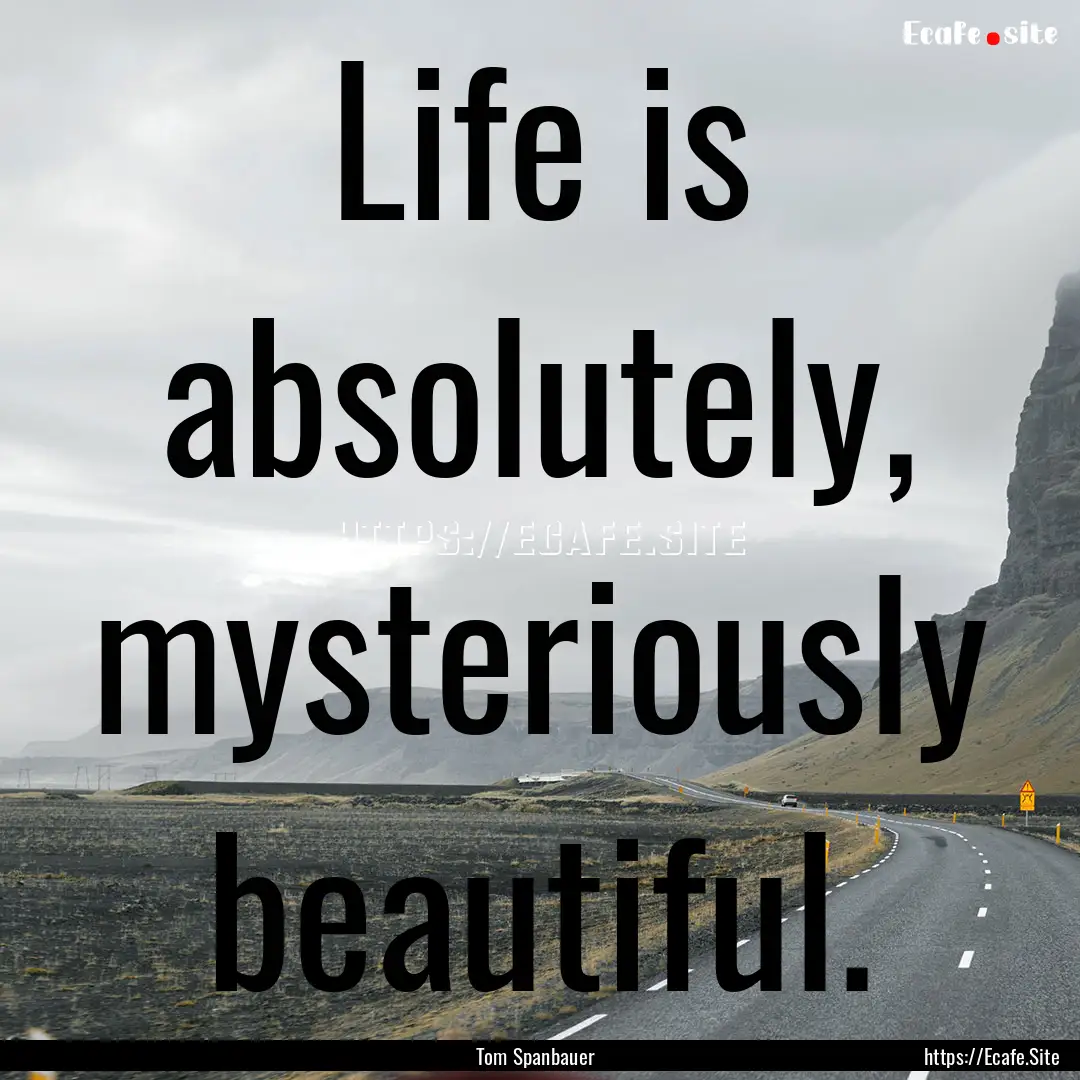 Life is absolutely, mysteriously beautiful..... : Quote by Tom Spanbauer