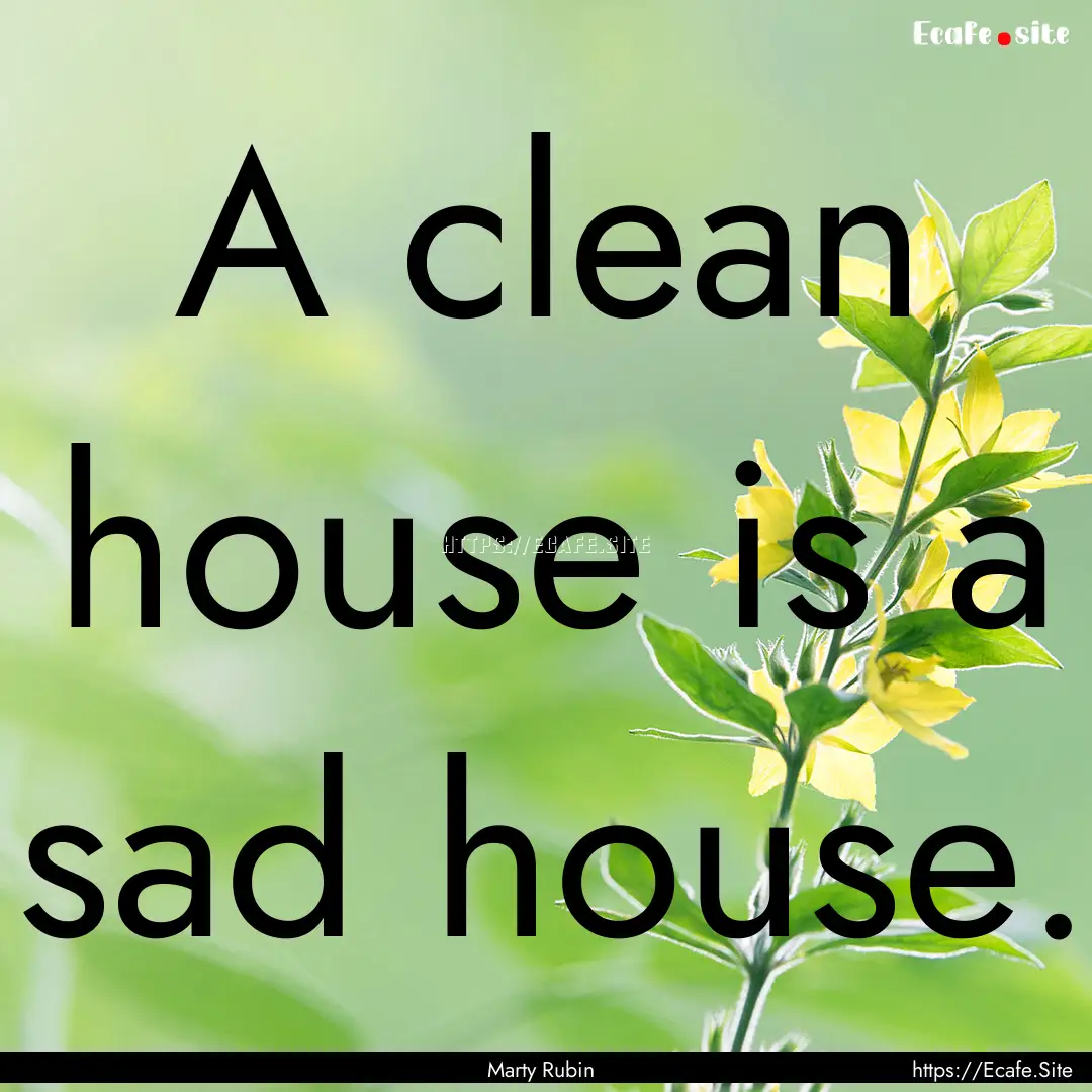 A clean house is a sad house. : Quote by Marty Rubin