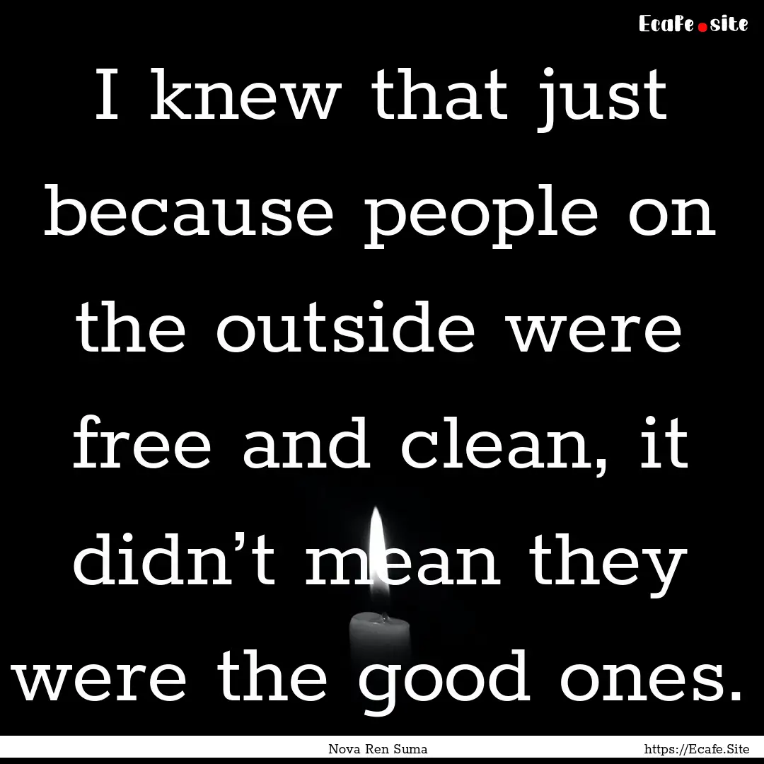 I knew that just because people on the outside.... : Quote by Nova Ren Suma