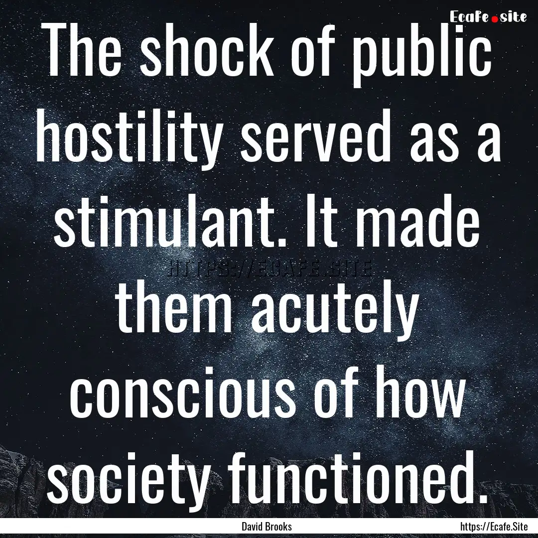 The shock of public hostility served as a.... : Quote by David Brooks