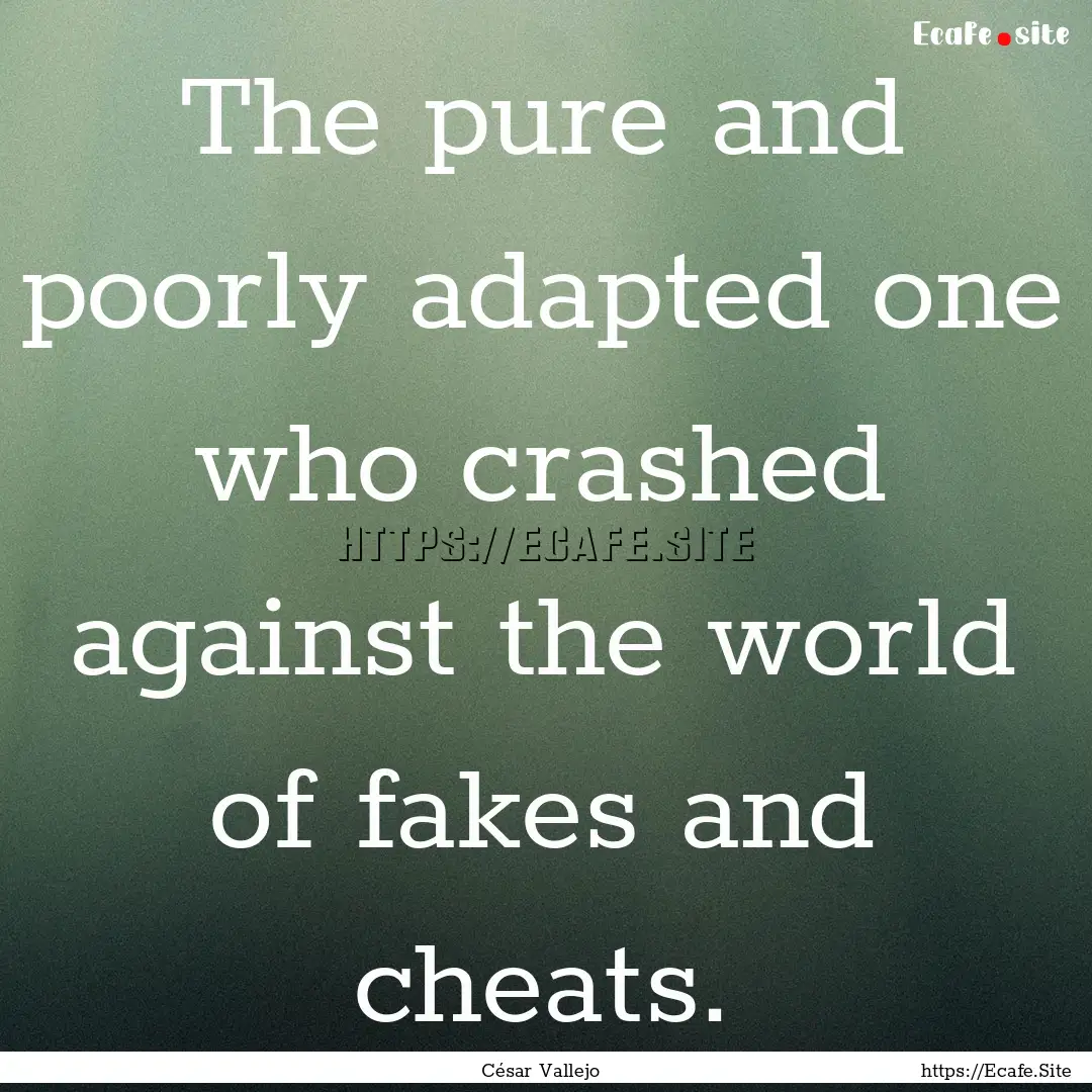 The pure and poorly adapted one who crashed.... : Quote by César Vallejo