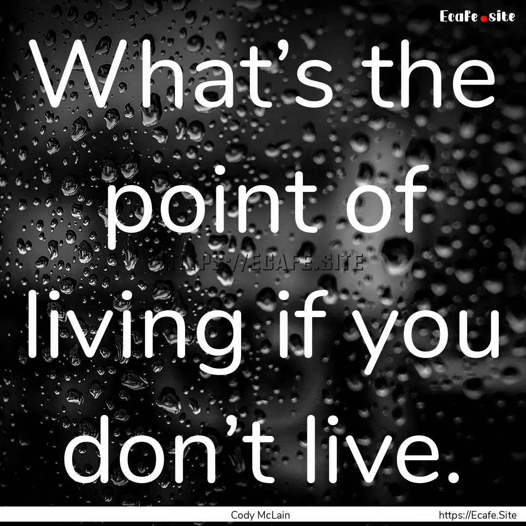 What’s the point of living if you don’t.... : Quote by Cody McLain