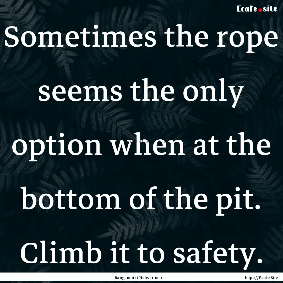 Sometimes the rope seems the only option.... : Quote by Bangambiki Habyarimana