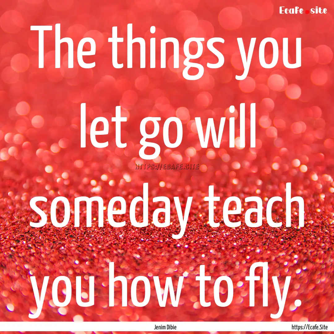 The things you let go will someday teach.... : Quote by Jenim Dibie