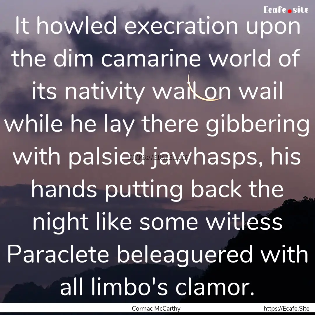 It howled execration upon the dim camarine.... : Quote by Cormac McCarthy