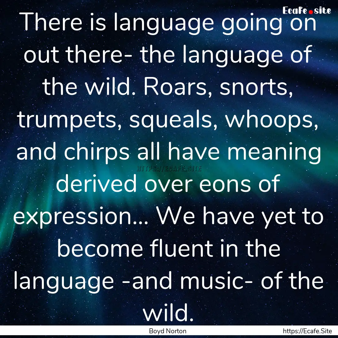 There is language going on out there- the.... : Quote by Boyd Norton