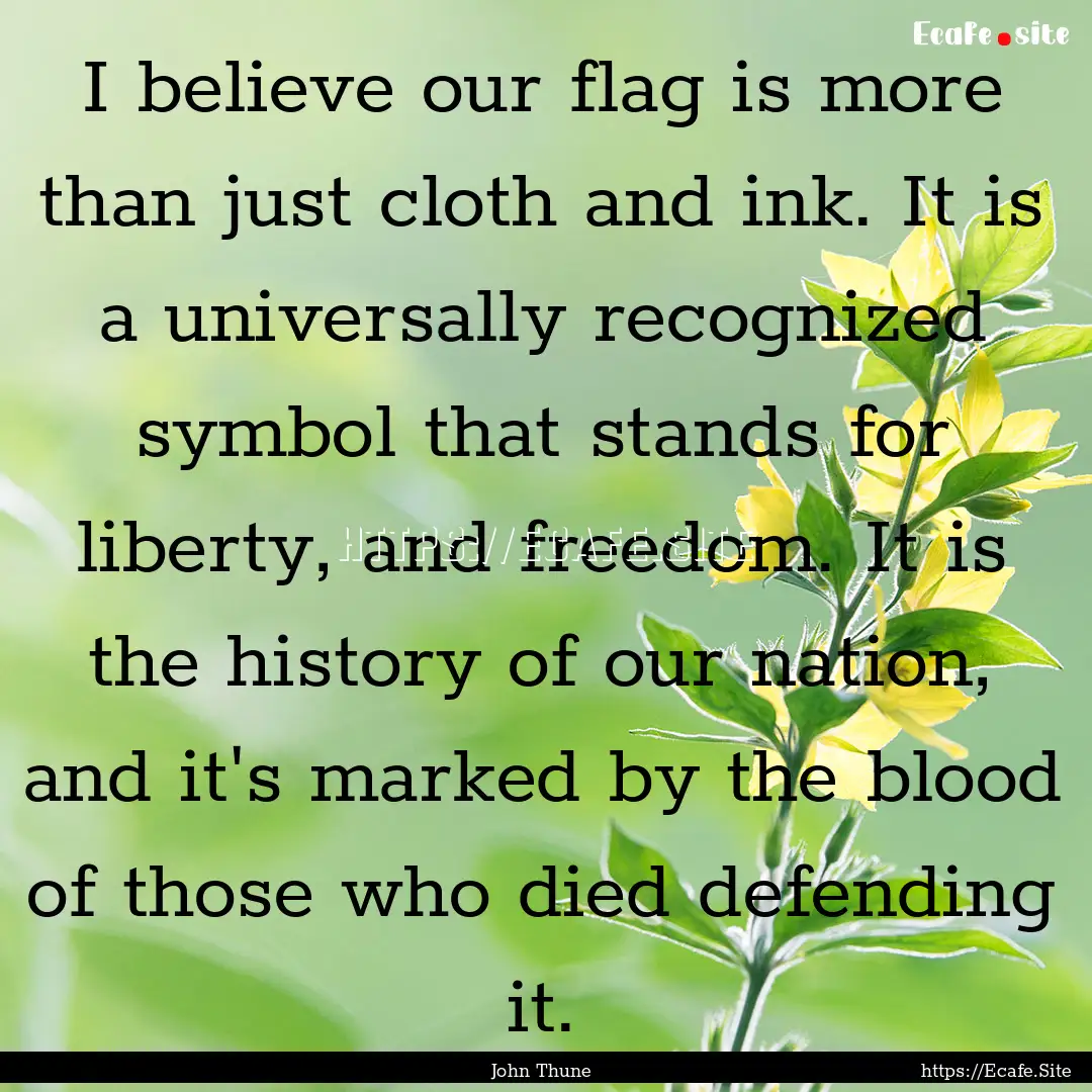 I believe our flag is more than just cloth.... : Quote by John Thune