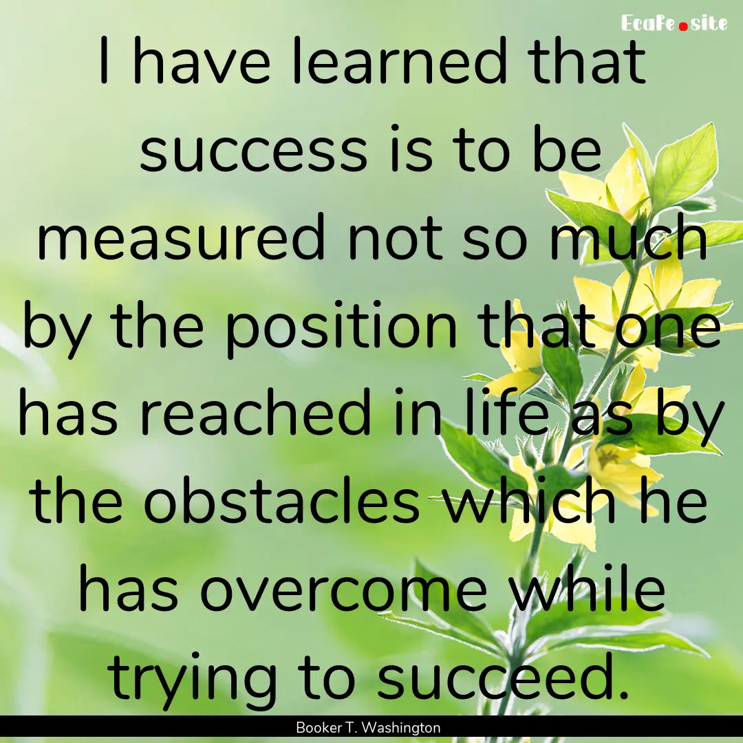 I have learned that success is to be measured.... : Quote by Booker T. Washington