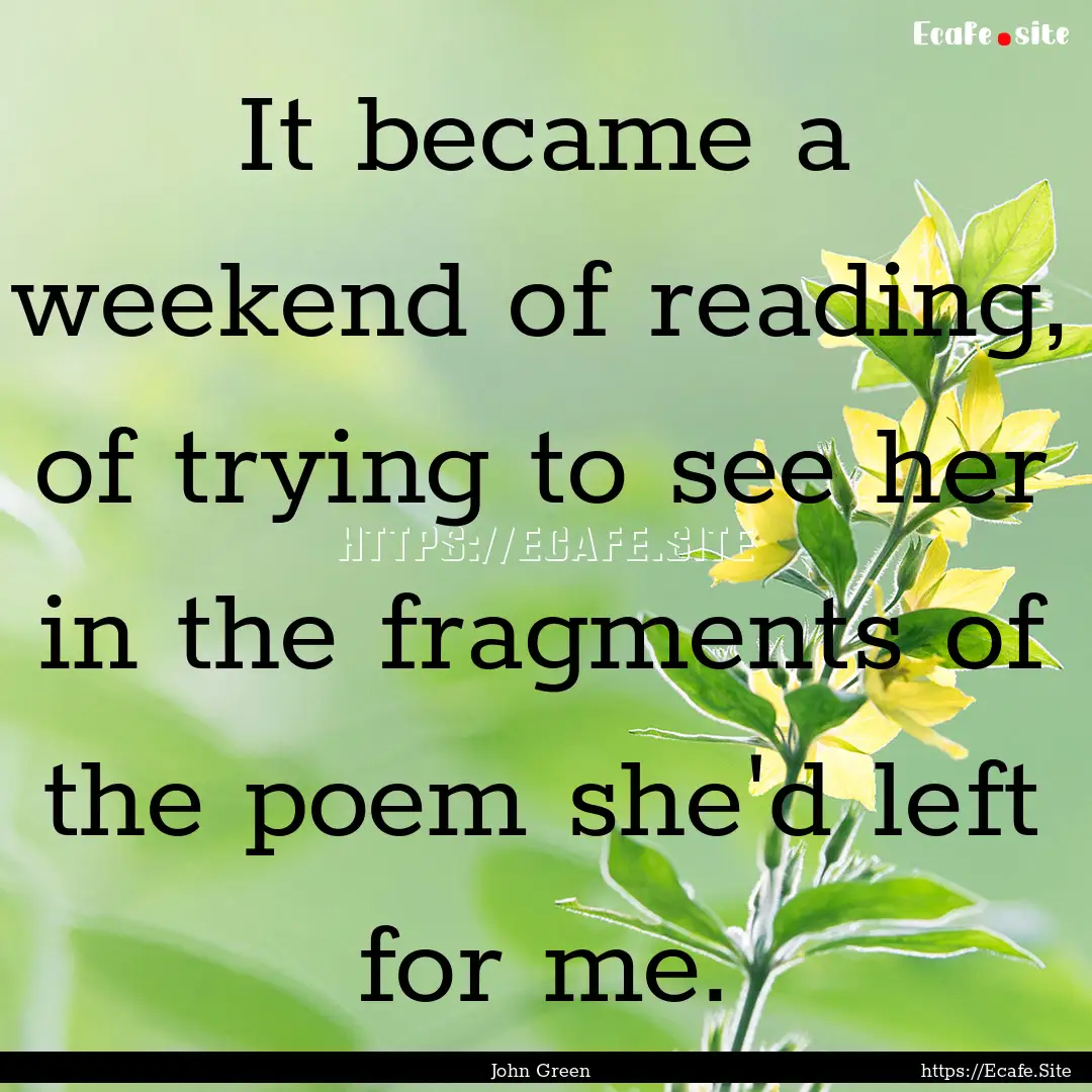 It became a weekend of reading, of trying.... : Quote by John Green