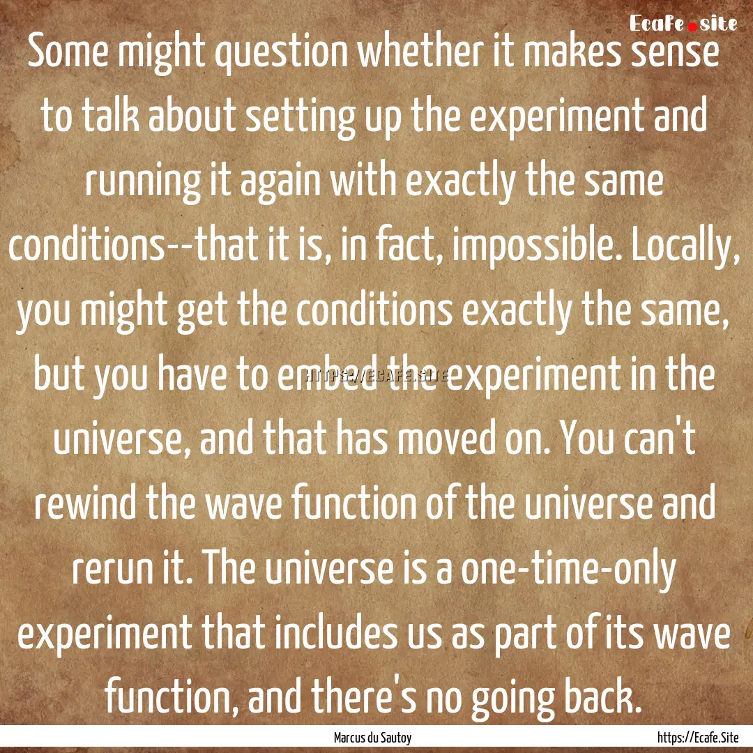 Some might question whether it makes sense.... : Quote by Marcus du Sautoy