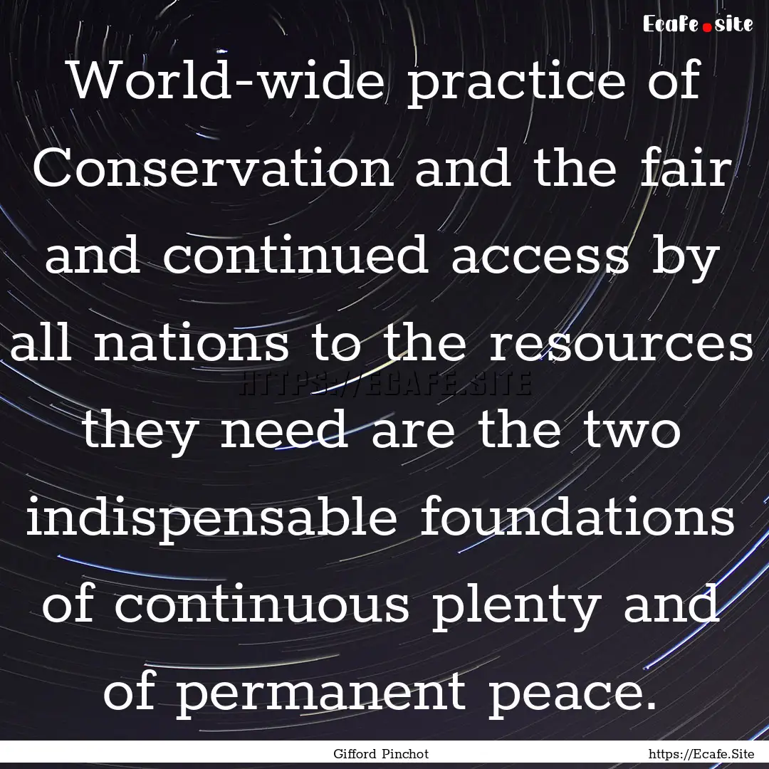 World-wide practice of Conservation and the.... : Quote by Gifford Pinchot