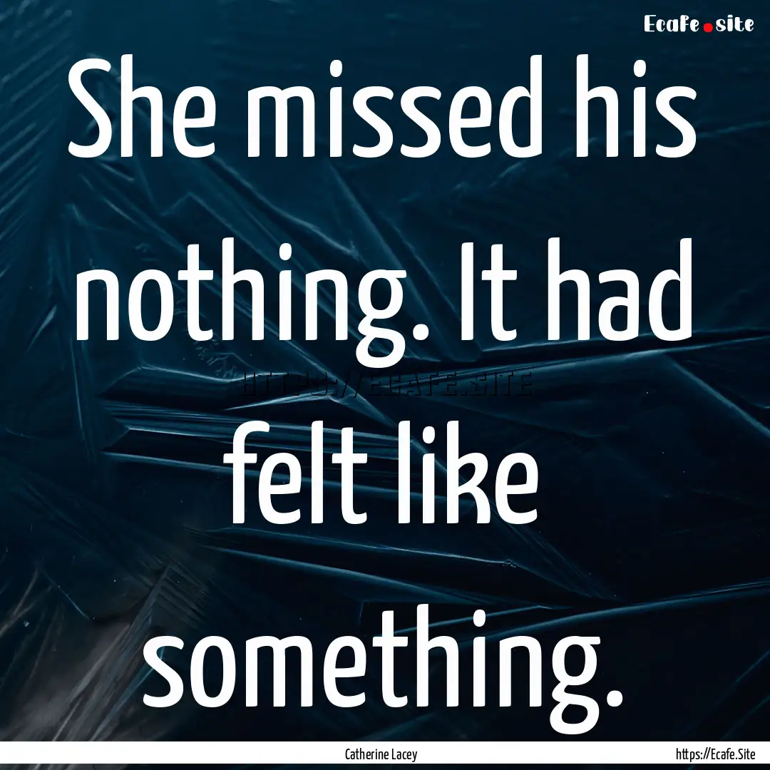 She missed his nothing. It had felt like.... : Quote by Catherine Lacey