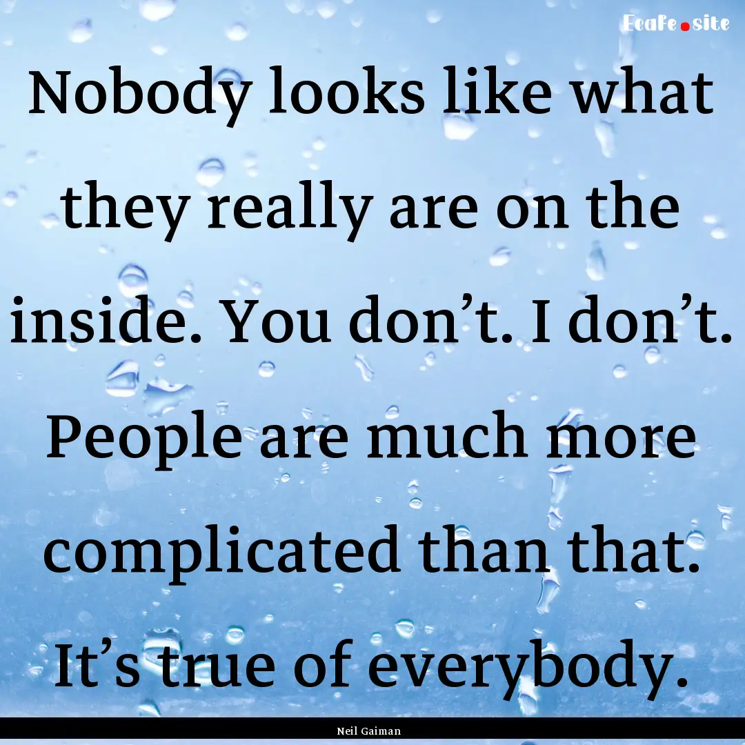 Nobody looks like what they really are on.... : Quote by Neil Gaiman