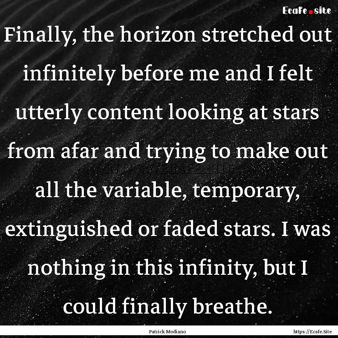 Finally, the horizon stretched out infinitely.... : Quote by Patrick Modiano