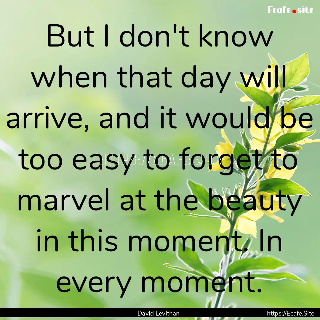 But I don't know when that day will arrive,.... : Quote by David Levithan