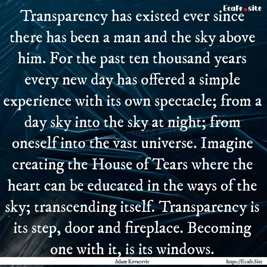 Transparency has existed ever since there.... : Quote by Adam Kovacevic