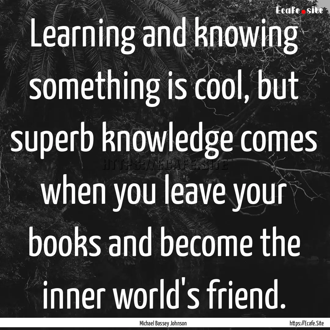 Learning and knowing something is cool, but.... : Quote by Michael Bassey Johnson