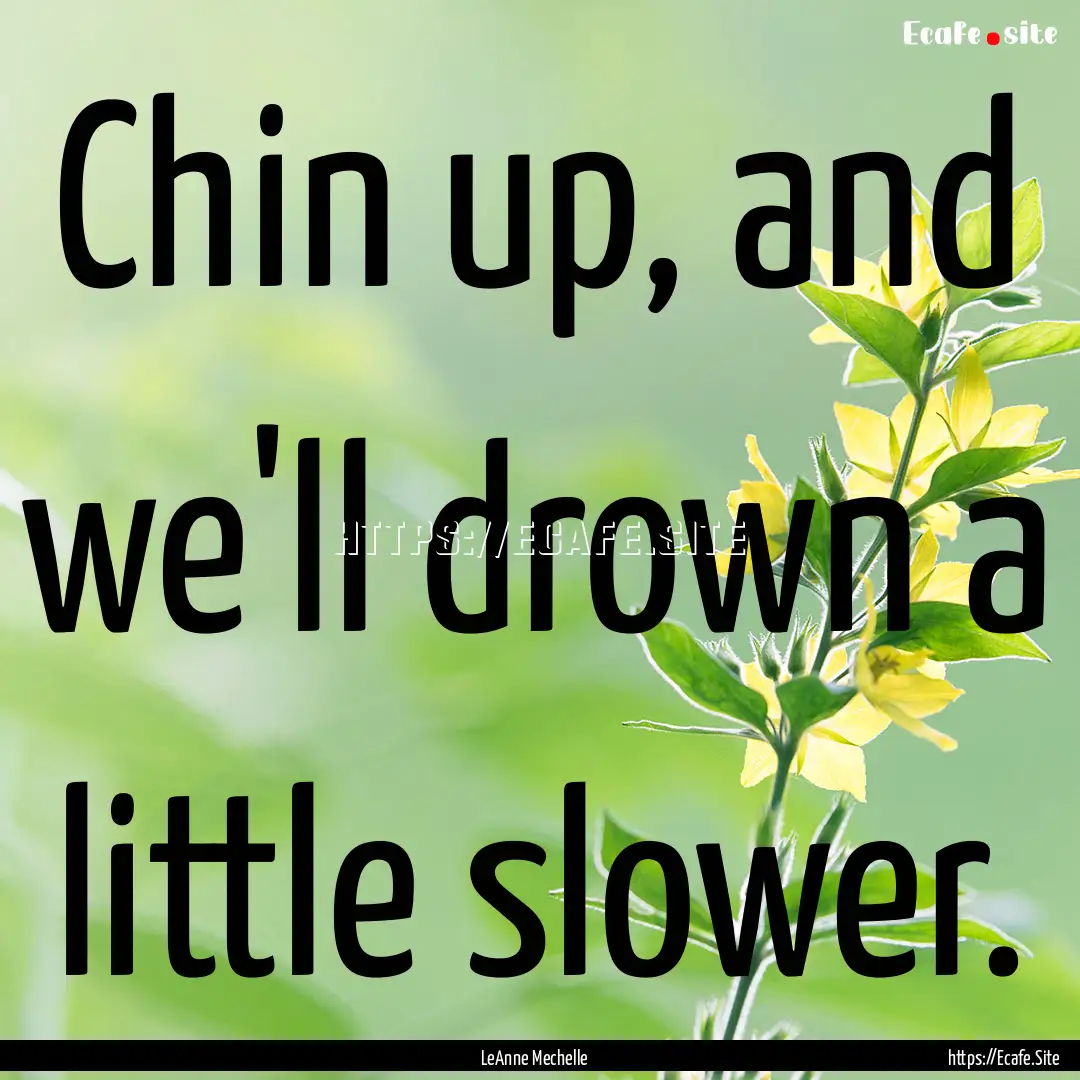 Chin up, and we'll drown a little slower..... : Quote by LeAnne Mechelle