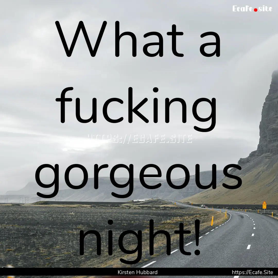 What a fucking gorgeous night! : Quote by Kirsten Hubbard