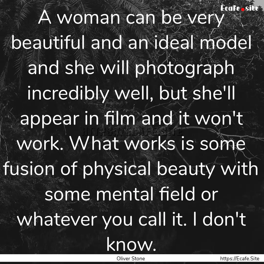 A woman can be very beautiful and an ideal.... : Quote by Oliver Stone