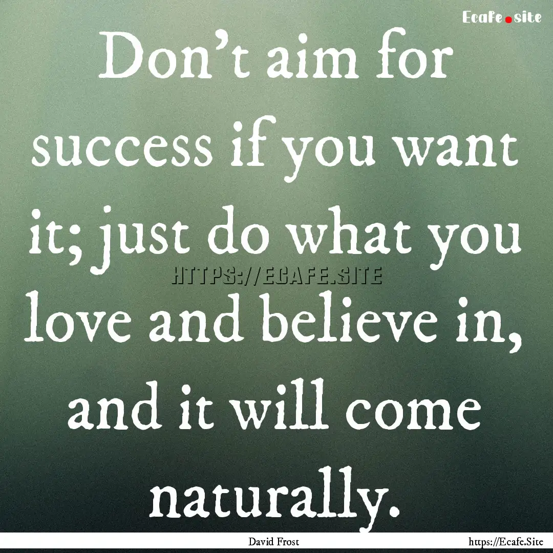 Don't aim for success if you want it; just.... : Quote by David Frost