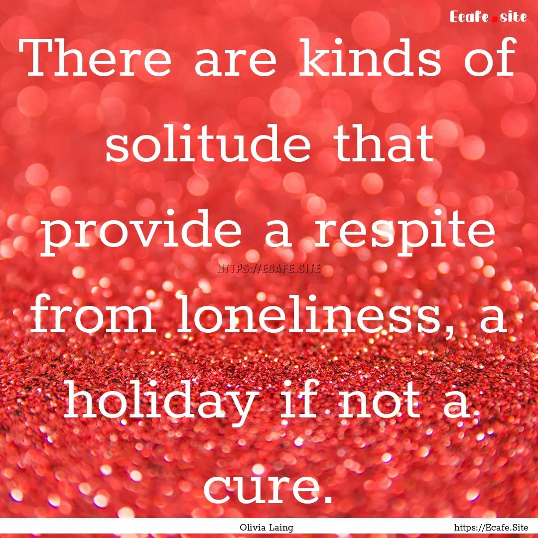 There are kinds of solitude that provide.... : Quote by Olivia Laing