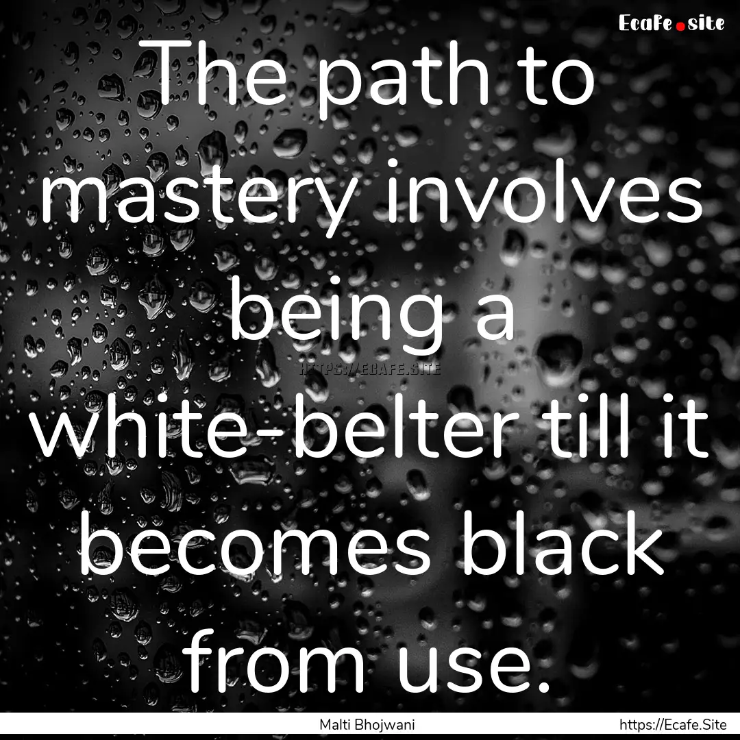 The path to mastery involves being a white-belter.... : Quote by Malti Bhojwani