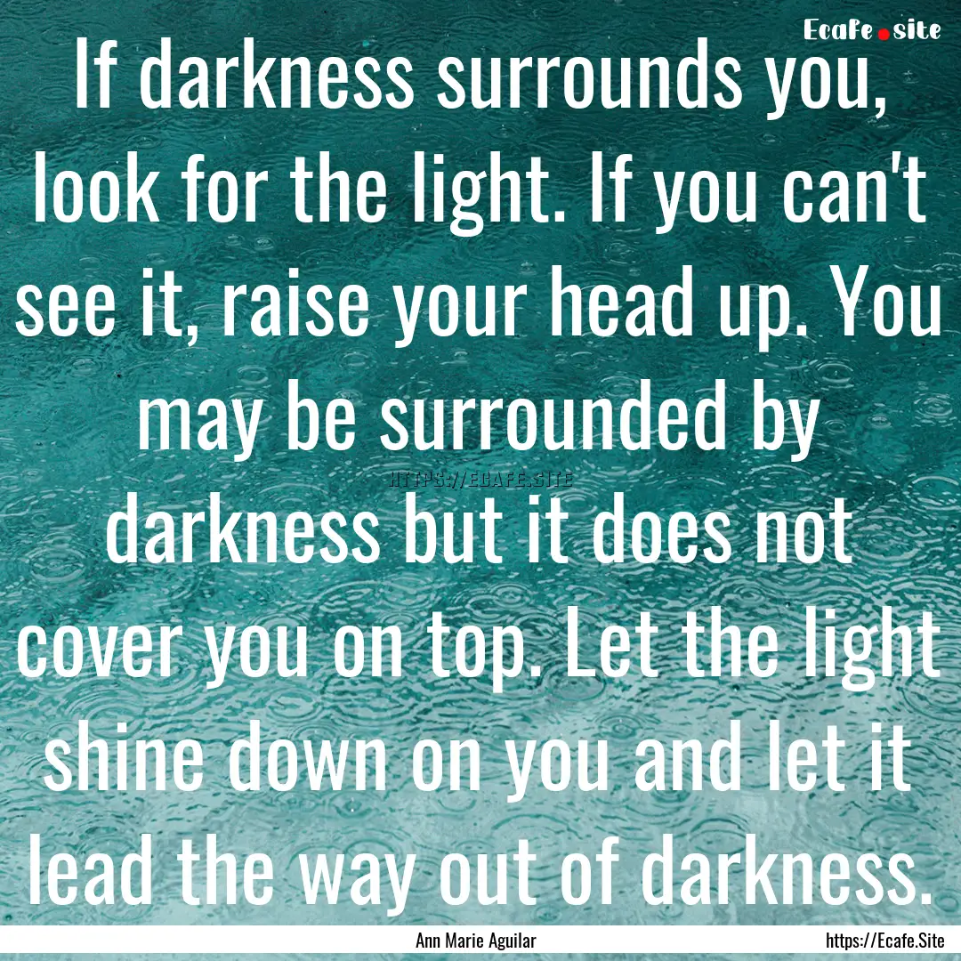 If darkness surrounds you, look for the light..... : Quote by Ann Marie Aguilar