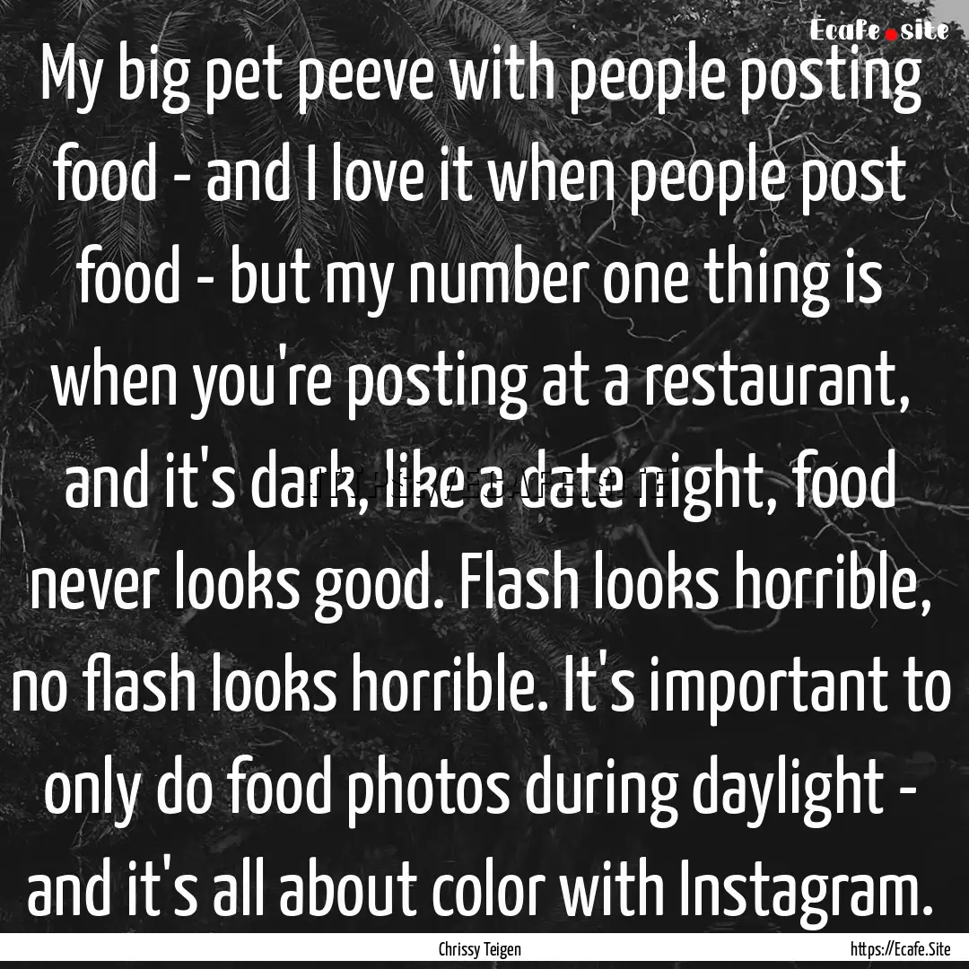 My big pet peeve with people posting food.... : Quote by Chrissy Teigen