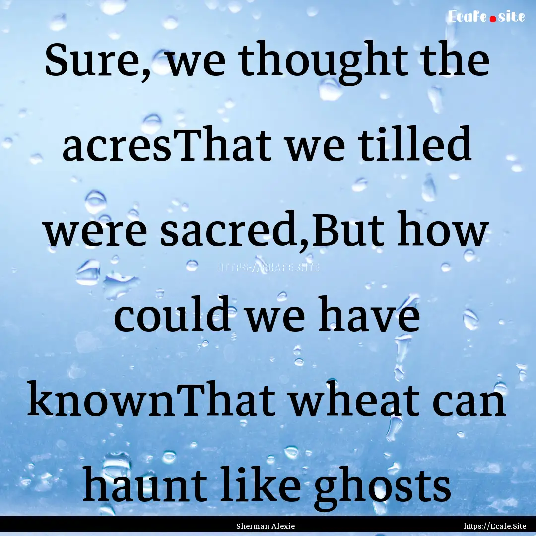 Sure, we thought the acresThat we tilled.... : Quote by Sherman Alexie