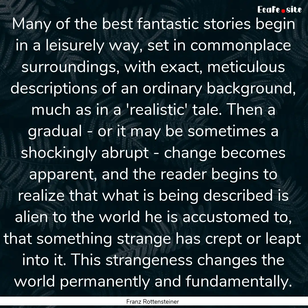 Many of the best fantastic stories begin.... : Quote by Franz Rottensteiner