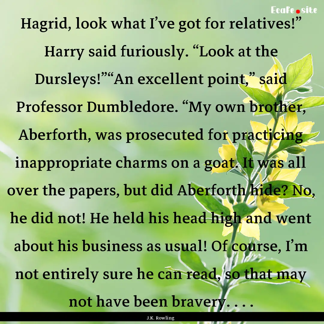 Hagrid, look what I’ve got for relatives!”.... : Quote by J.K. Rowling