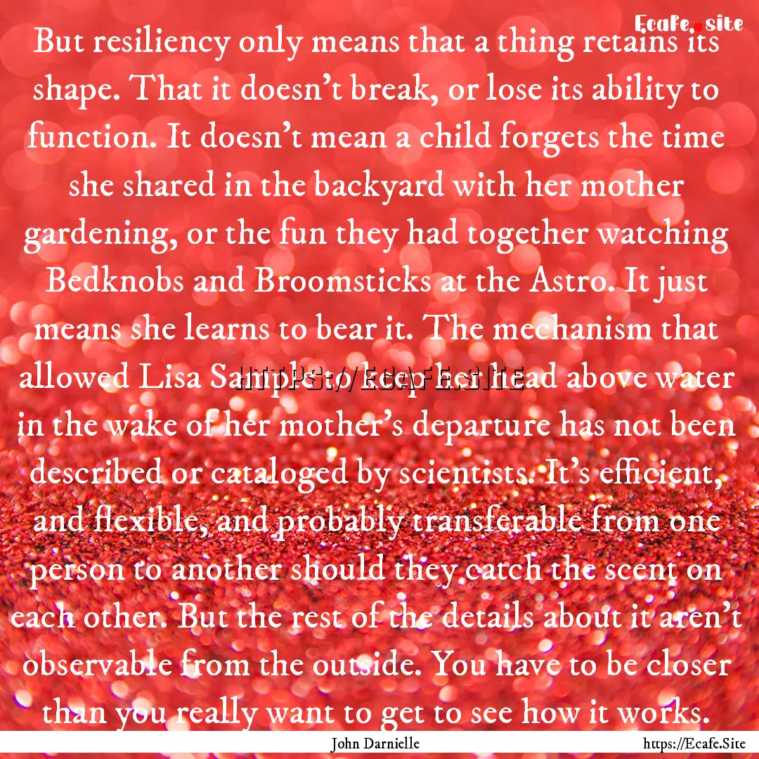 But resiliency only means that a thing retains.... : Quote by John Darnielle