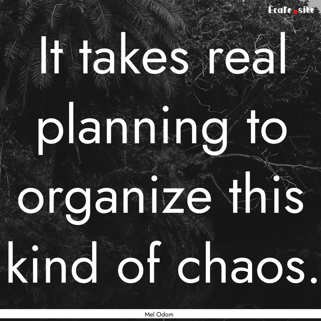 It takes real planning to organize this kind.... : Quote by Mel Odom