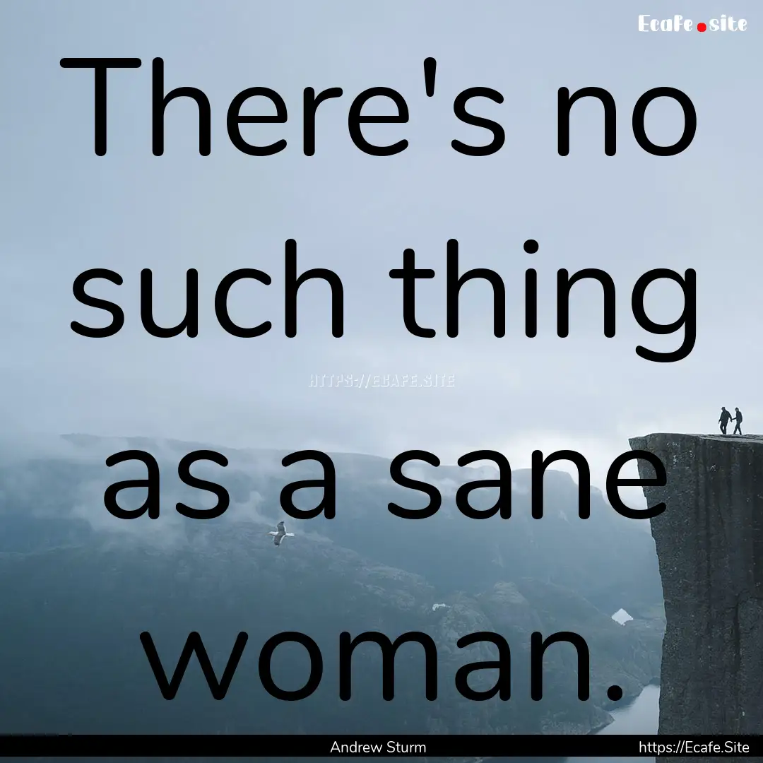 There's no such thing as a sane woman. : Quote by Andrew Sturm