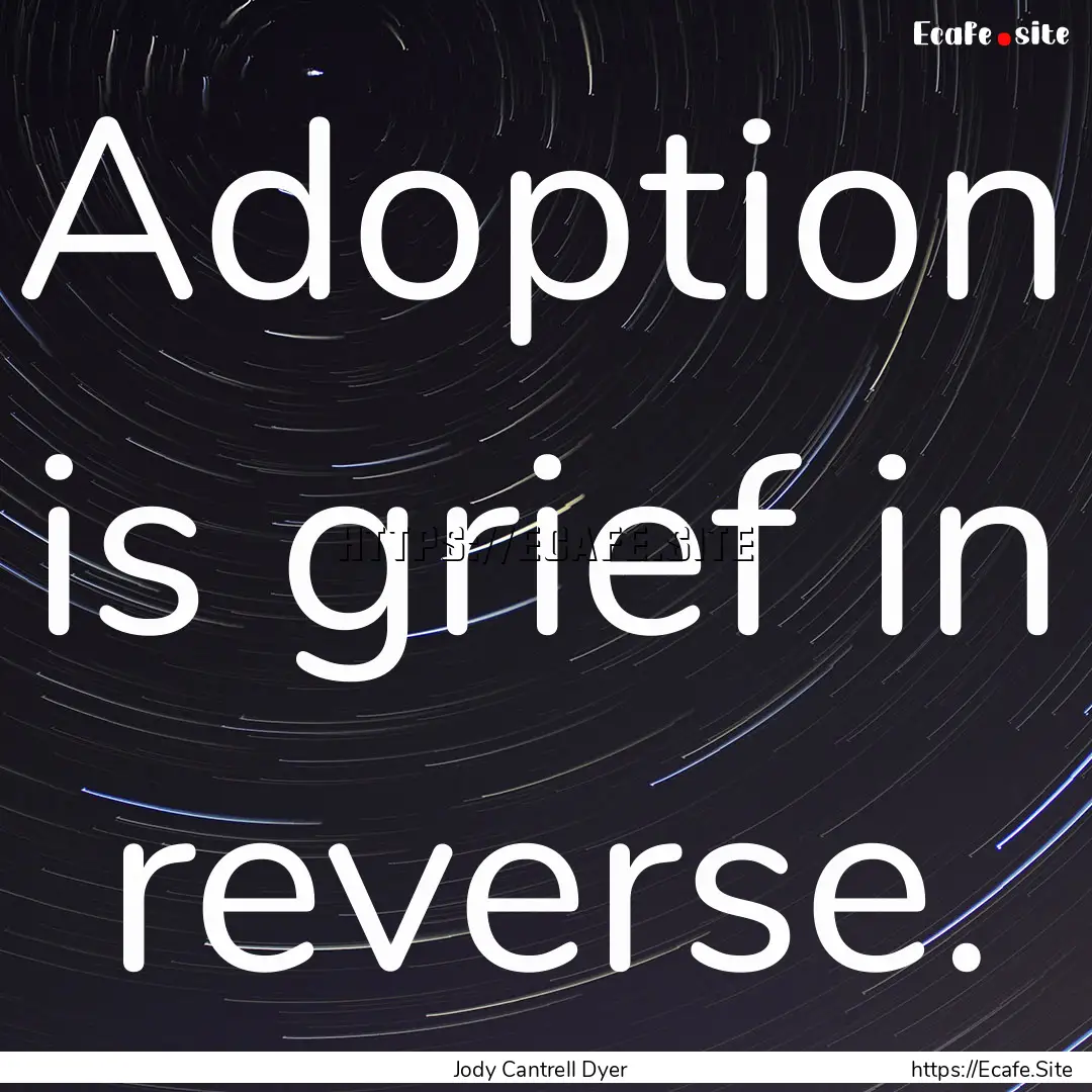 Adoption is grief in reverse. : Quote by Jody Cantrell Dyer