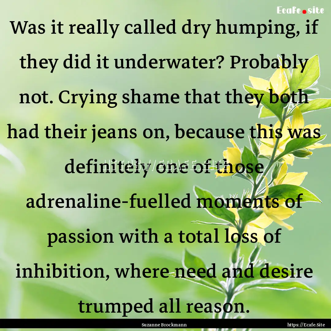 Was it really called dry humping, if they.... : Quote by Suzanne Brockmann