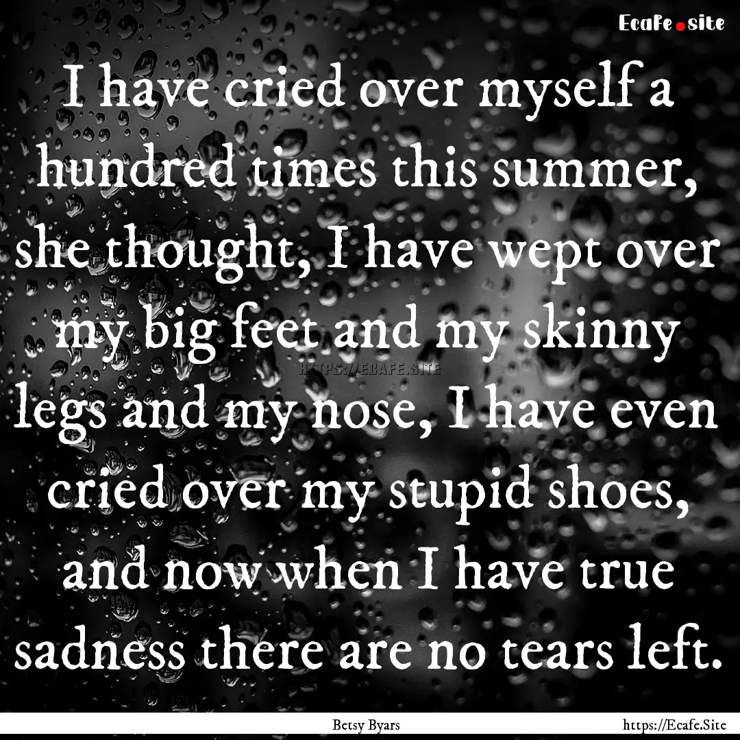 I have cried over myself a hundred times.... : Quote by Betsy Byars