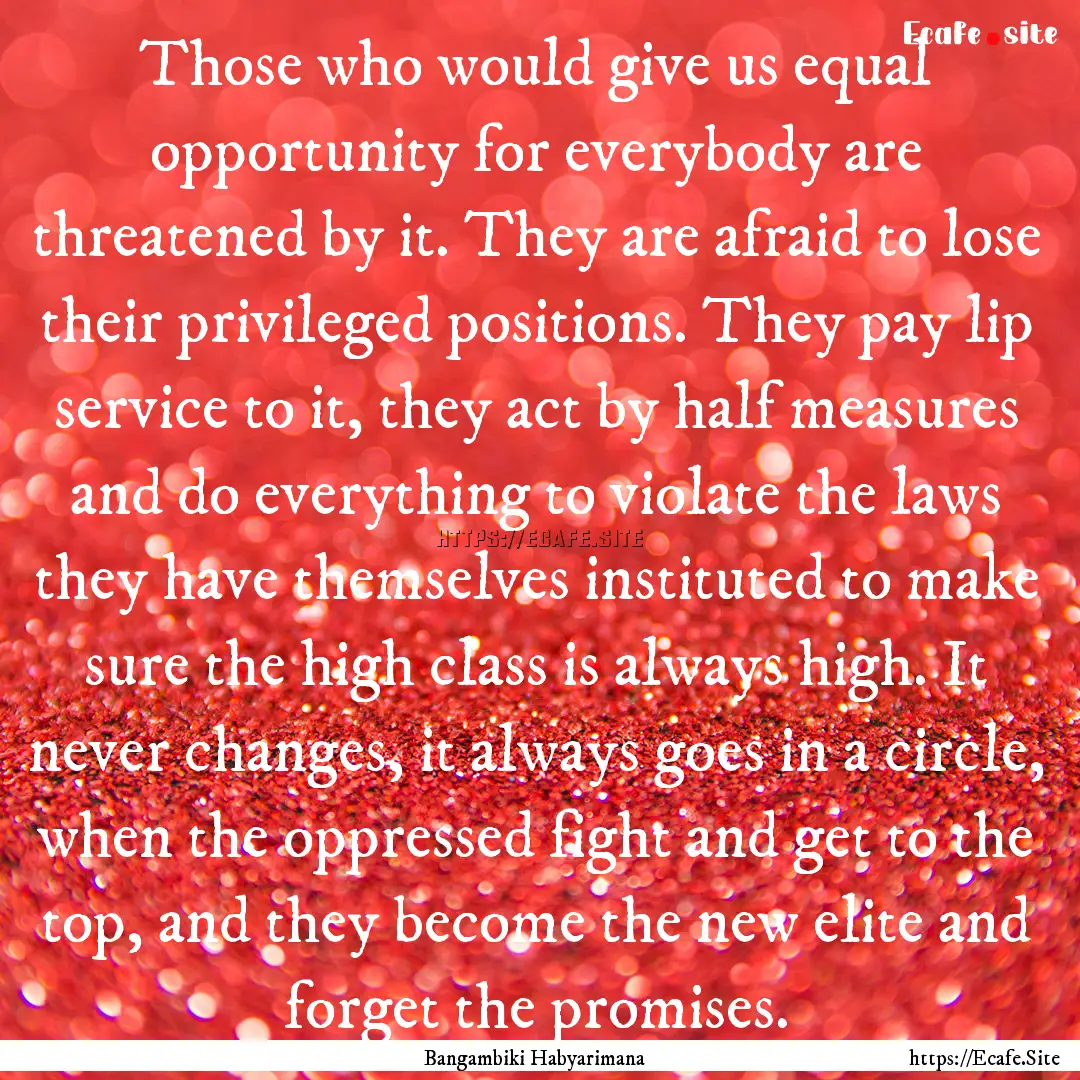 Those who would give us equal opportunity.... : Quote by Bangambiki Habyarimana