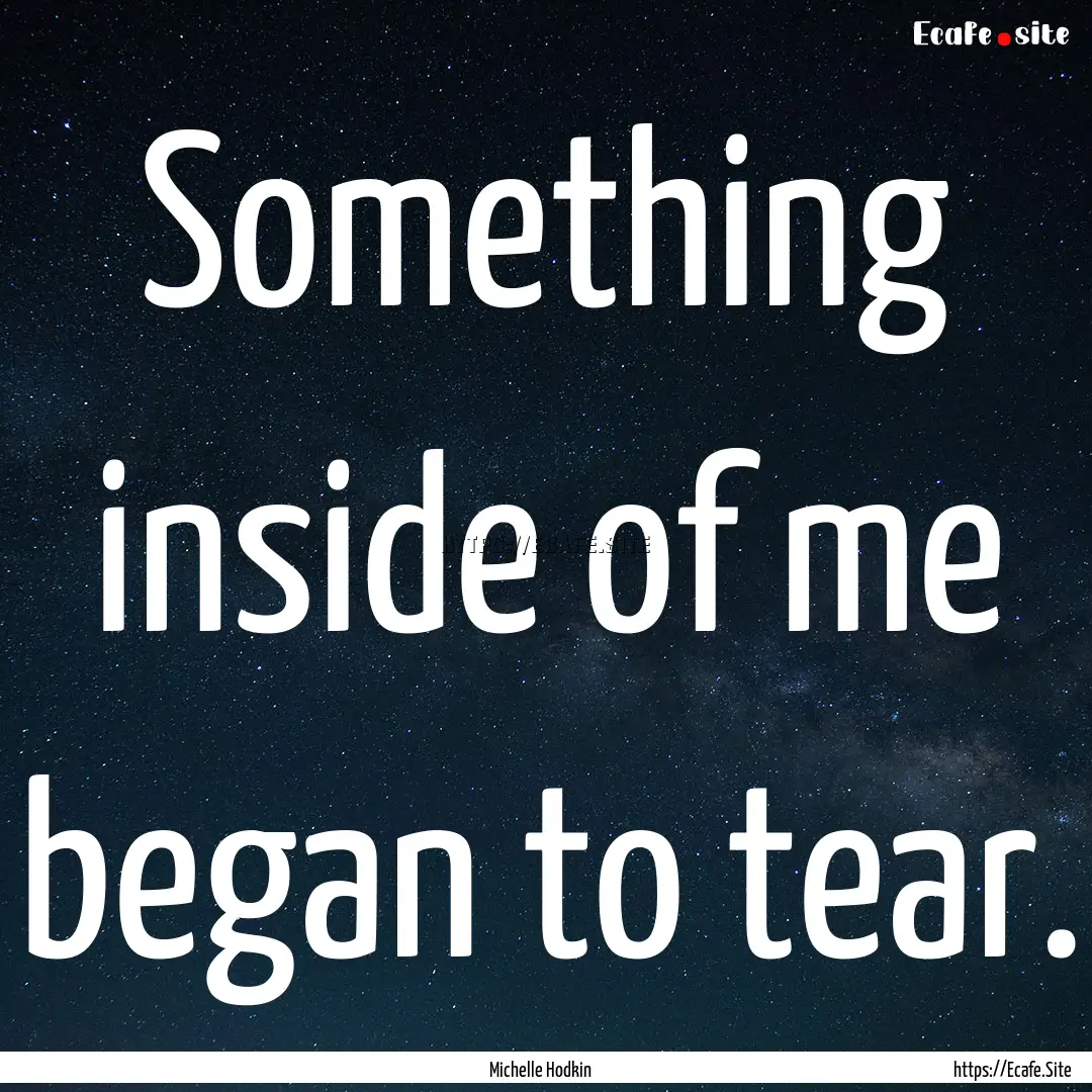 Something inside of me began to tear. : Quote by Michelle Hodkin