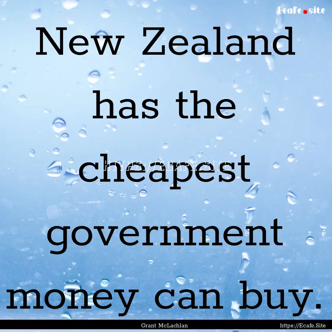 New Zealand has the cheapest government money.... : Quote by Grant McLachlan